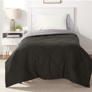 Twin XL Black and Grey Lightweight Microfiber Comforter Blanket Reversible